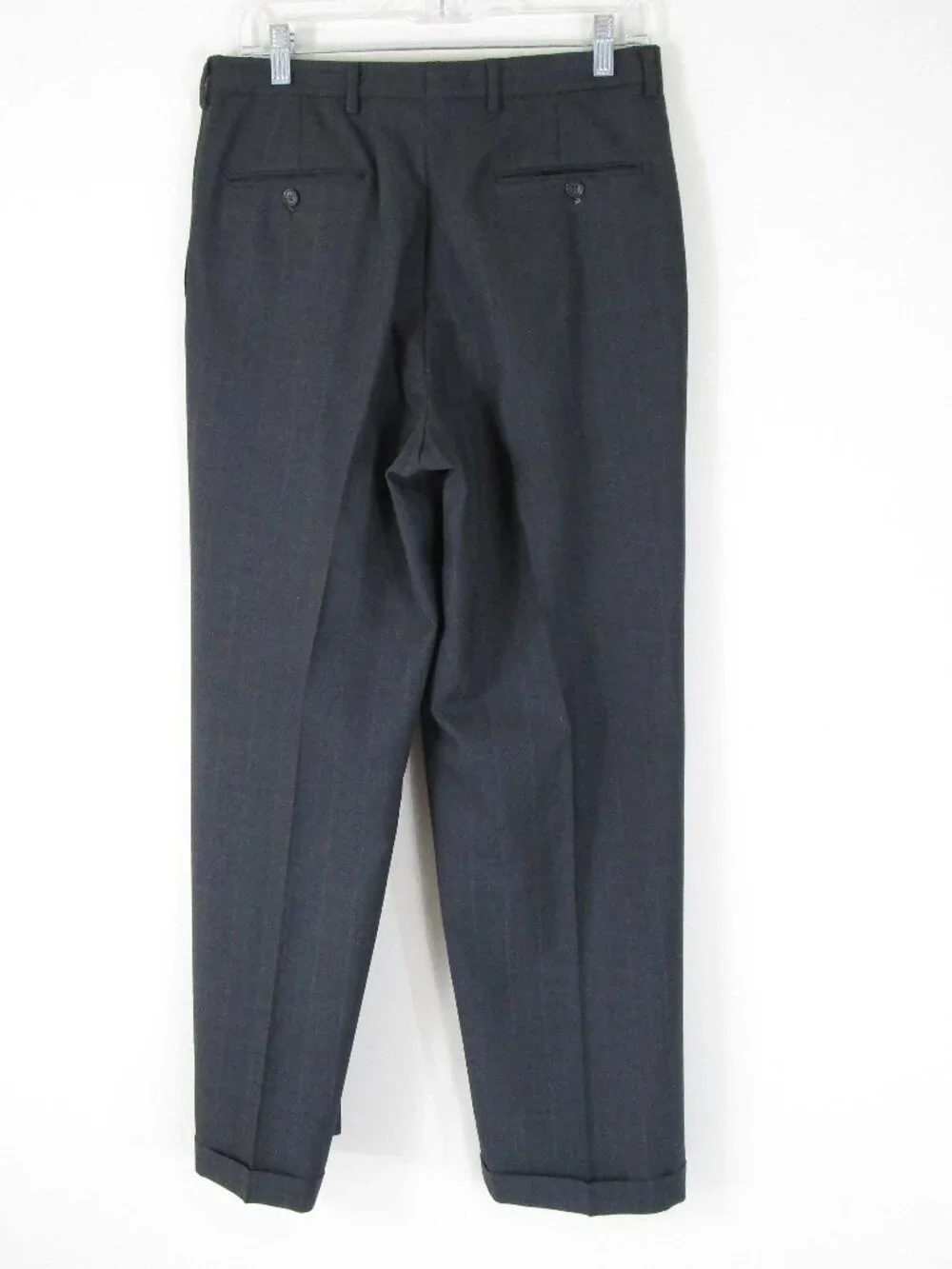 Vintage Pierre Balmain Gray Pinstripe Double Breast Wool Suit 40R Pants 30 X 30